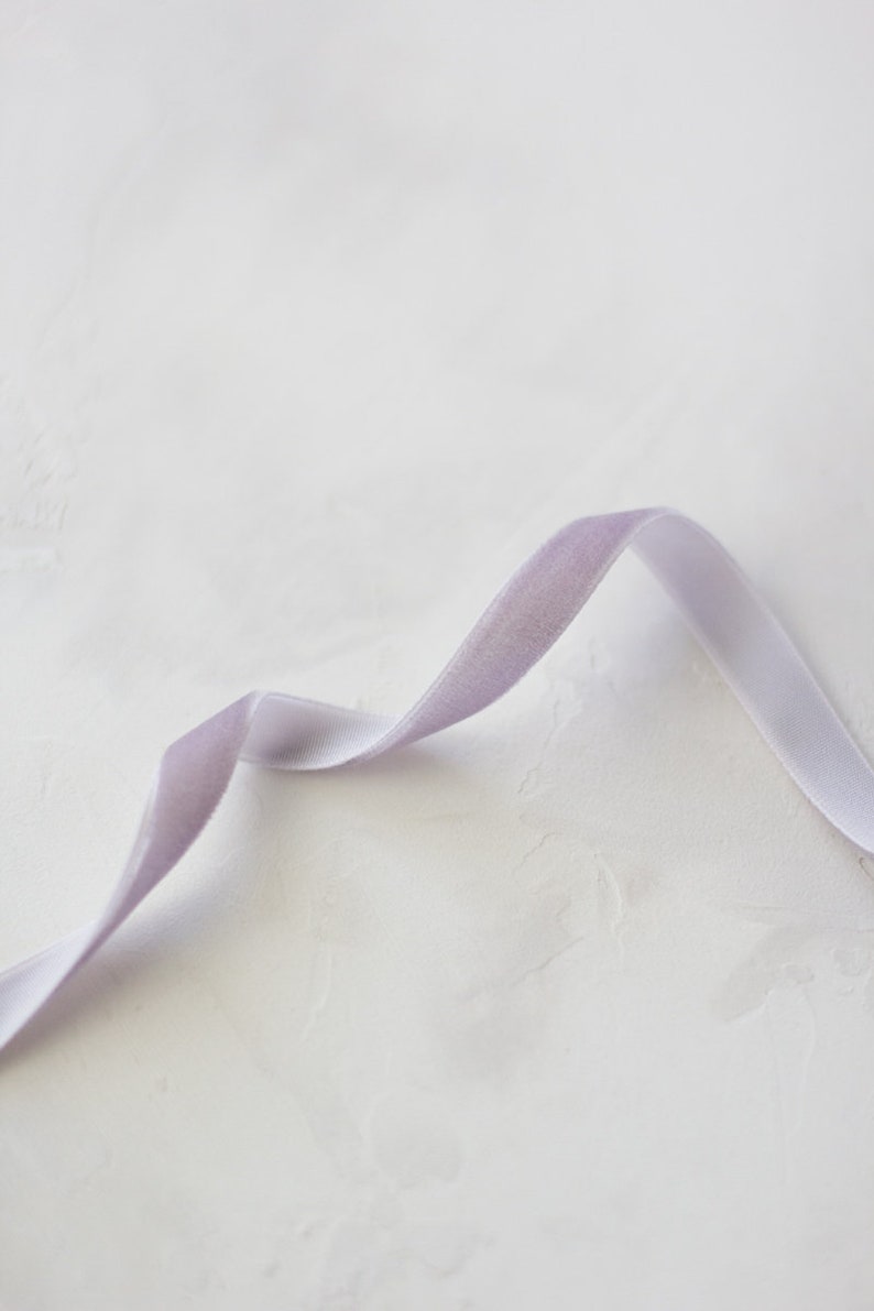 Dusty Lavender Purple Velvet Ribbon 1/4 3/8 5/8 image 3