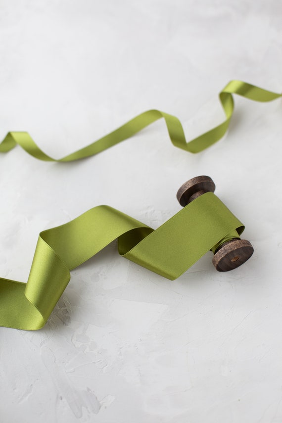 Lime Chartreuse Green Satin Ribbon: Silky Smooth, Japanese • 1/8" • 1/4" • 3/8" •  1/2" • 5/8" •  3/4 • 1" • 1.5" • 2"