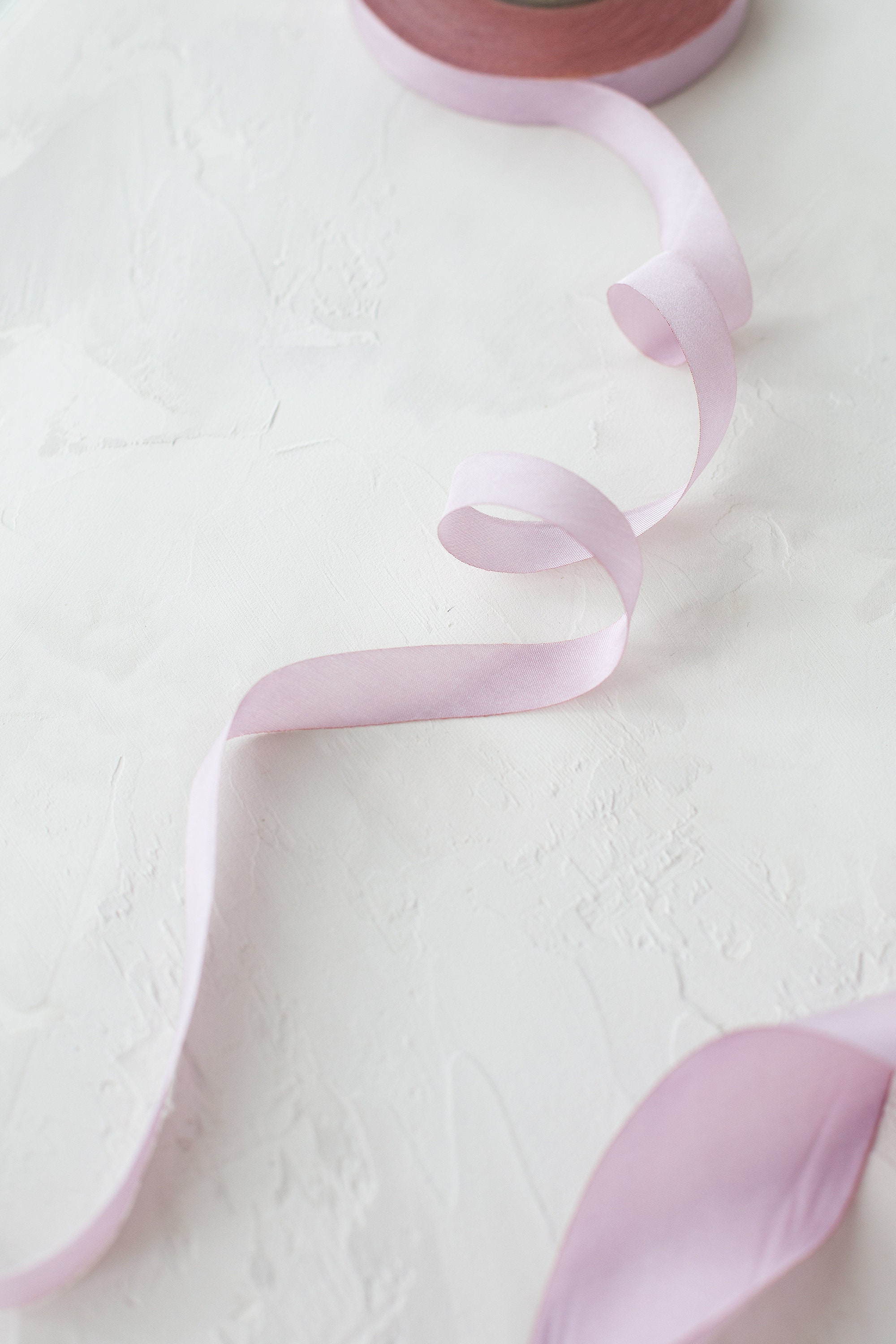 Hand Ribbions Lilac Purple Bias-cut Silk Ribbon: Hand-dyed, Raw Edge • 1/2