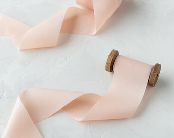 Peach Champagne Faux Silk Crepe Ribbon • 2"