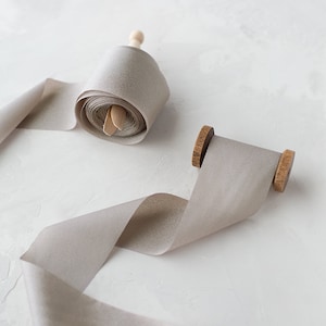 Gray Taupe Shimmer Crepe Faux Silk Ribbon • 2&quot;