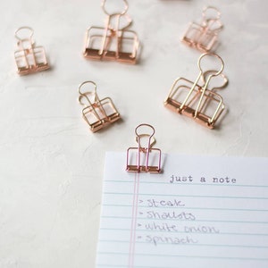 Rose Gold Metal Wire Binder Clips • Small / Large