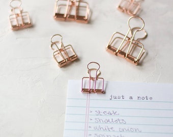 Rose Gold Metal Wire Binder Clips • Small / Large