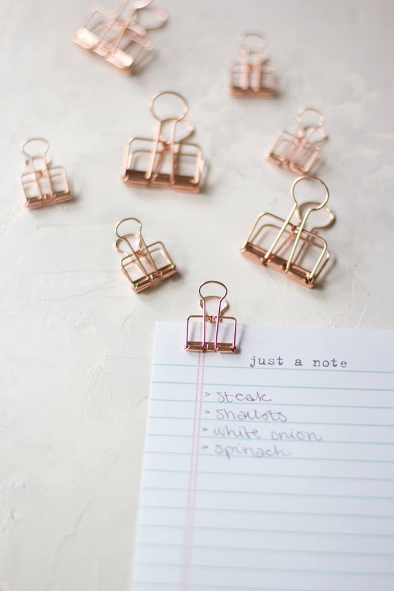 Rose Gold Metal Wire Binder Clips Small Large Etsy