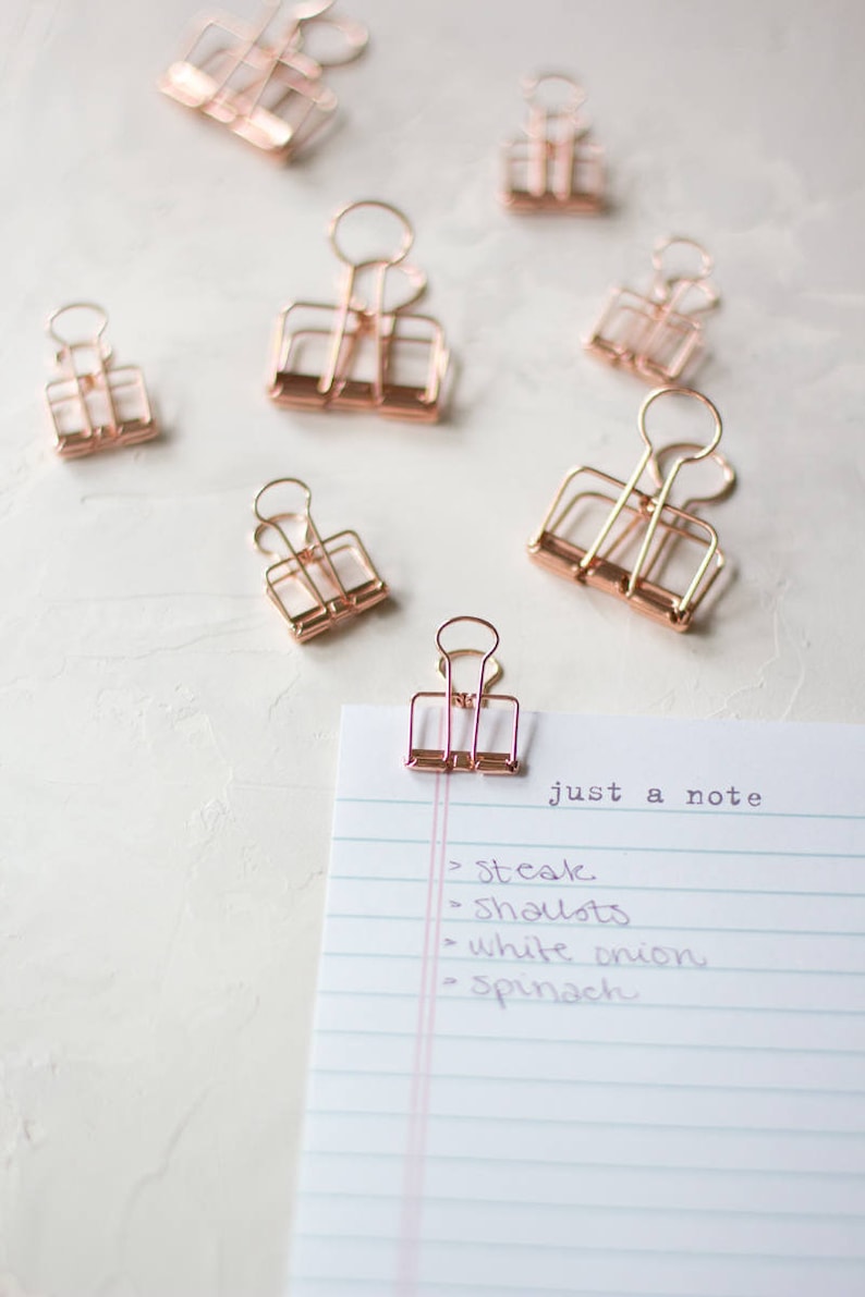 Rose Gold Metal Wire Binder Clips Small 5 Pc / Large 3 Pc | Etsy