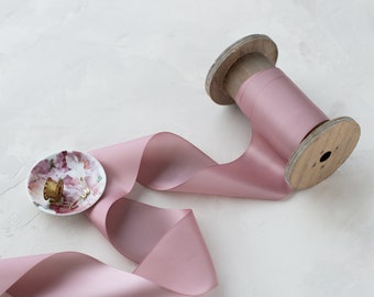 Rose Mauve Double-Faced Satin Ribbon • 1.5" • 2.25" • 3" • 4"