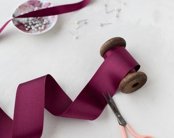 Berry Wine Silk Satin Charmeuse Ribbon • 1/8" • 1/4" • 3/8" • 1/2" • 5/8" • 3/4 • 1" • 1.5" • 2"