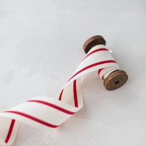 Cinta de algodón italiano de doble raya natural y roja • 1,5"