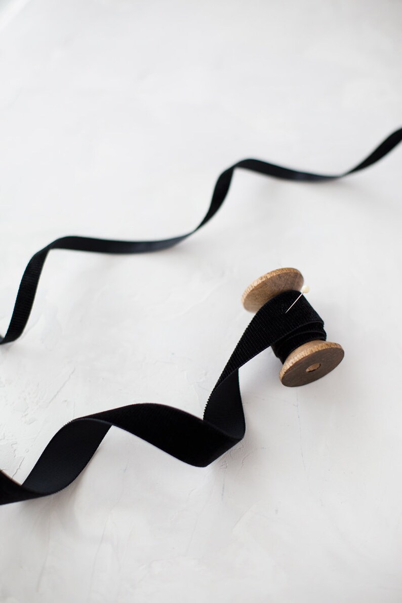 Black Corduroy Swiss Velvet Ribbon • 3/8