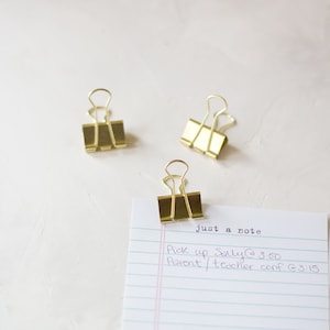 Gold Metal Binder Clips • Mini / Small / Medium / Large