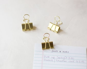 Gold Metal Binder Clips • Mini / Small / Medium / Large