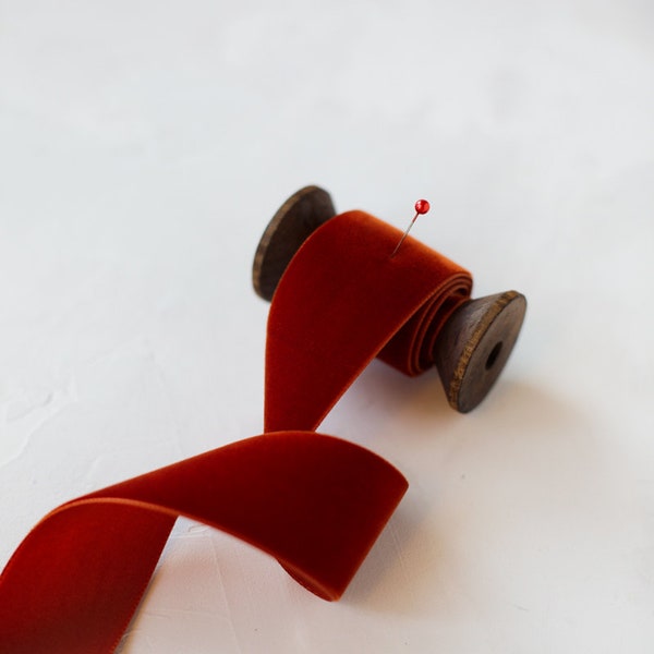 Rust Swiss Velvet Ribbon • 1/8" • 1/4" • 3/8" • 5/8" • 7/8" • 1.5" • 2"