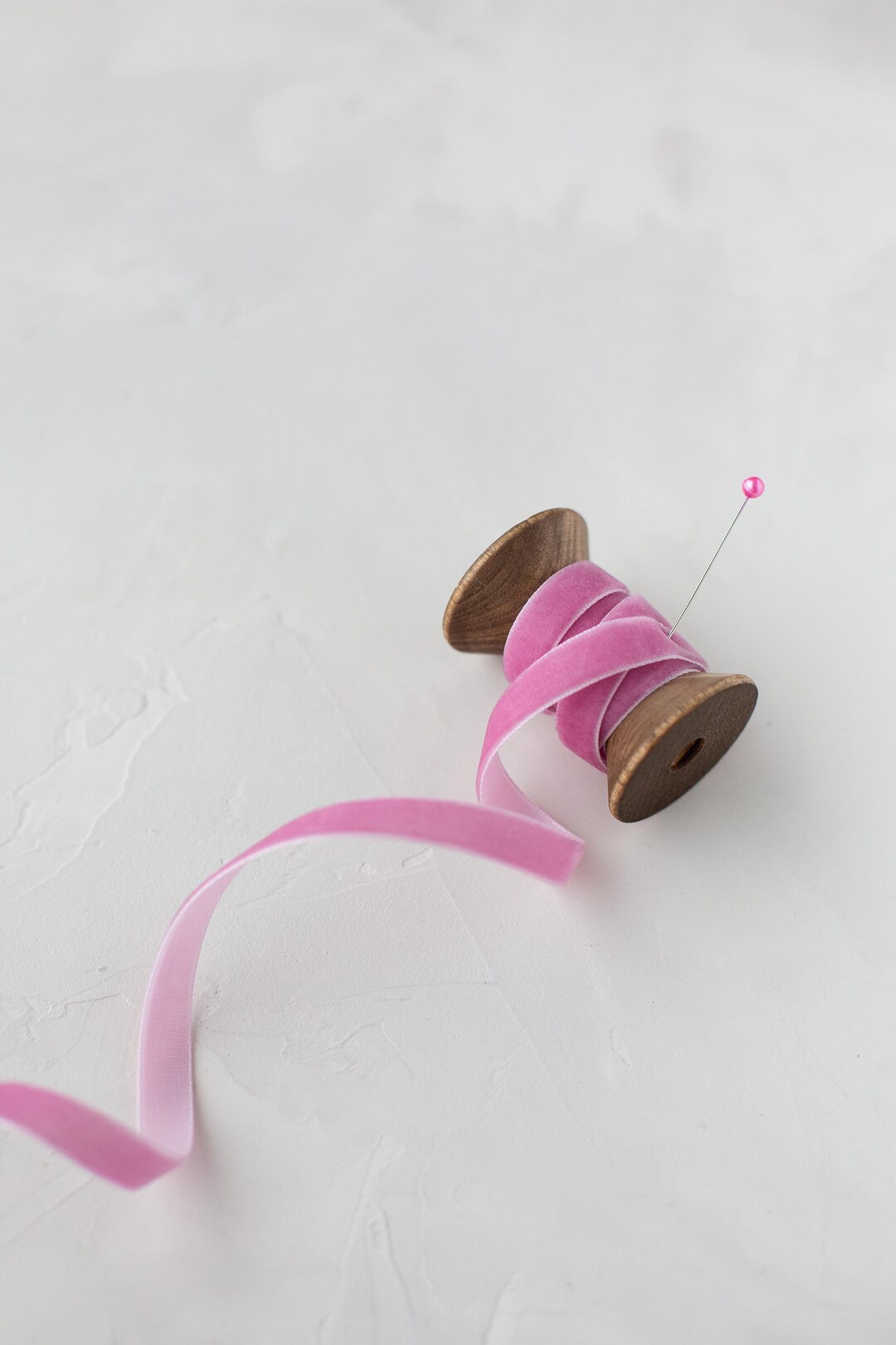 Pink Iris Velvet Ribbon • 1/4