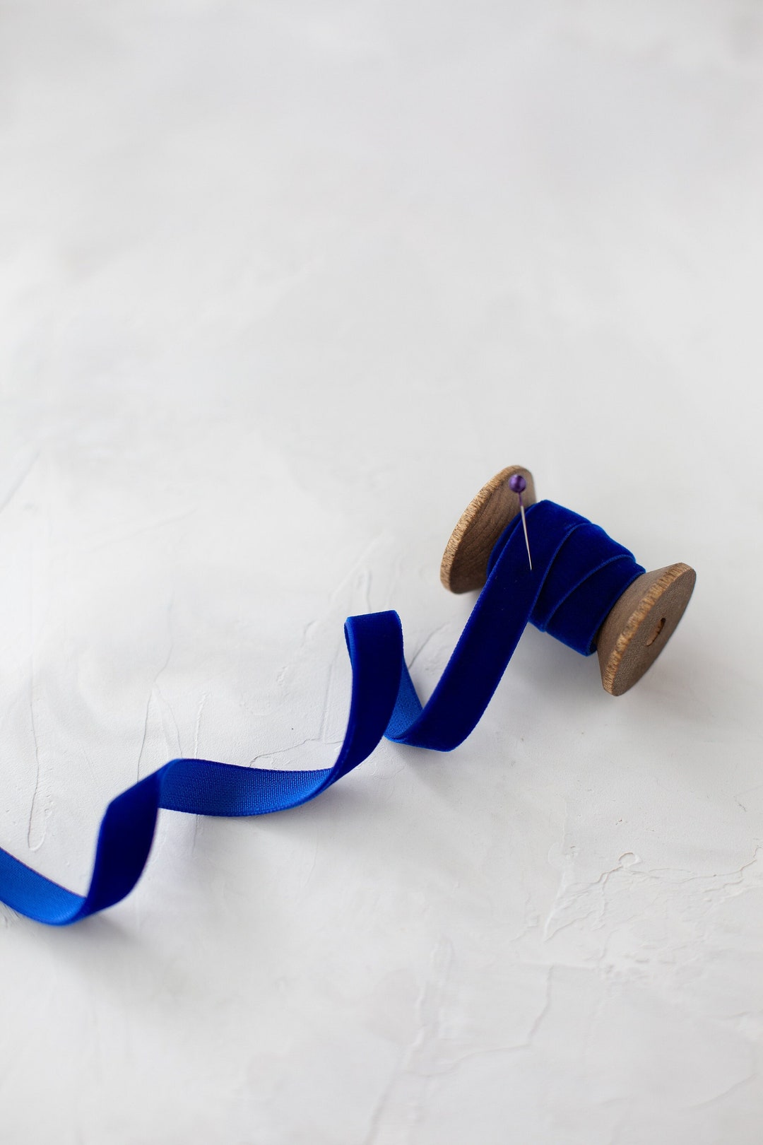 Electric Blue Rayon Velvet Ribbon: Single-faced, Japanese • 1/8
