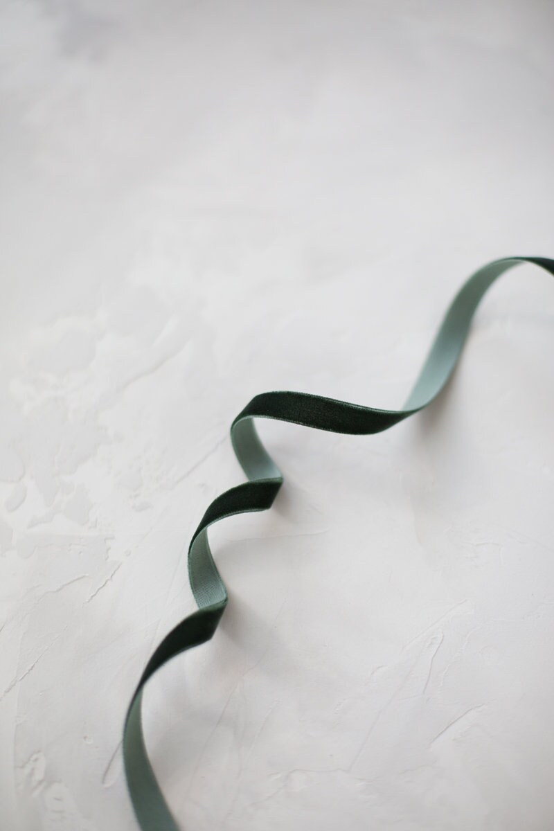 Forest Green Velvet Ribbon 1/8 1/4 3/8 - Etsy