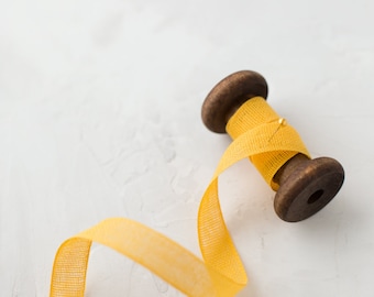 Marigold Yellow Loose Weave Italian Cotton Ribbon • 1/2"