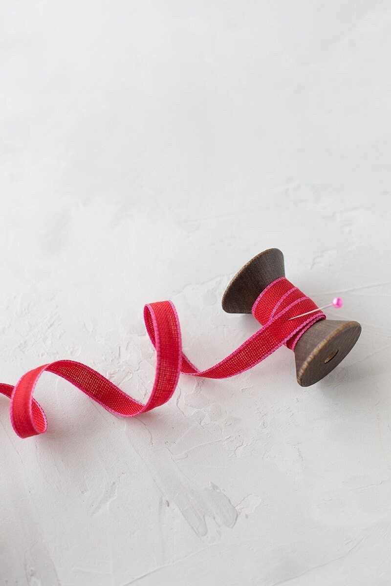 Pink Red Ribbon On Spool Isolated Stock Photo 24235564
