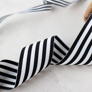 Black White Stripe Grosgrain Ribbon 3/8 5/8 7/8 1.5 2.25 image 2