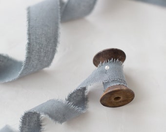 Natural Linen-cotton Blend Frayed Ribbon 1 | Etsy
