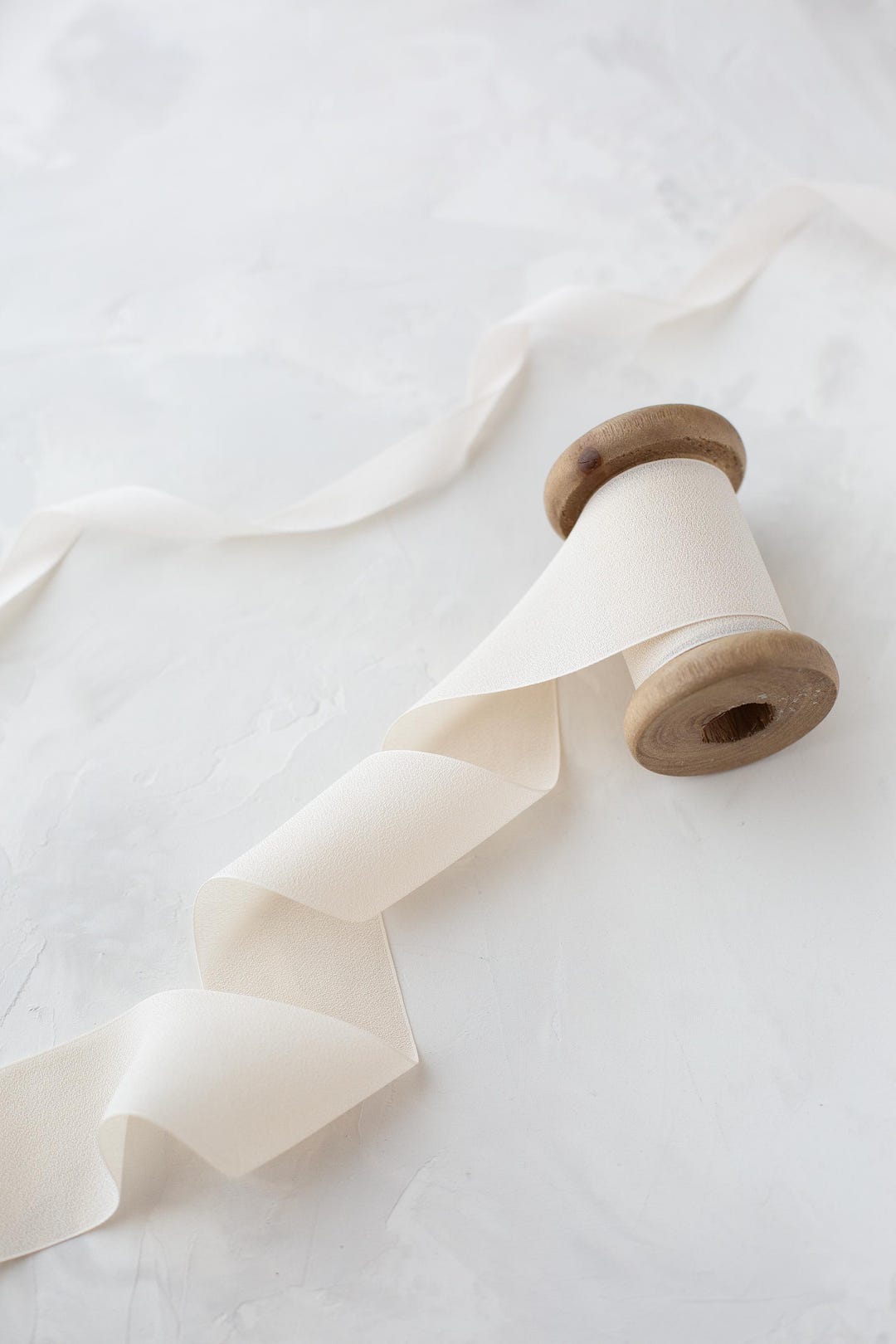 Cream Beige Faux Silk Chiffon Ribbon: Woven Edge • 5/8