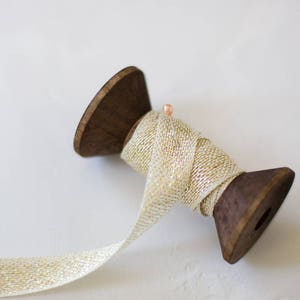 Natural Gold Metallic Loose Weave Italian Cotton Ribbon 1/2 image 2