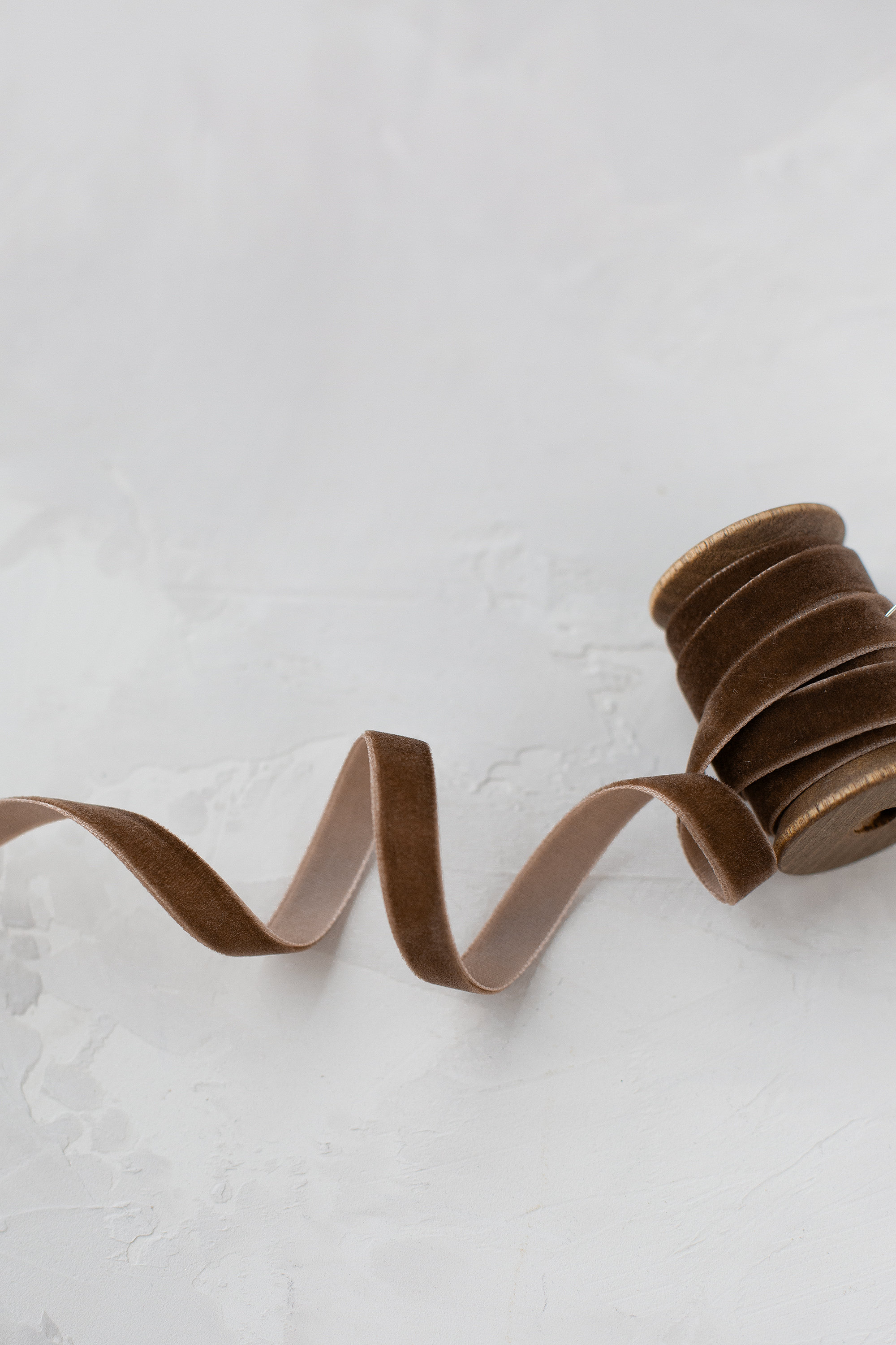 Coffee Ribbon Coffee Brown Velvet Ribbon • 1/4