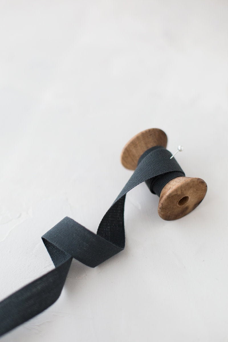 Charcoal Gray Tight-weave Cotton Ribbon • 1/4