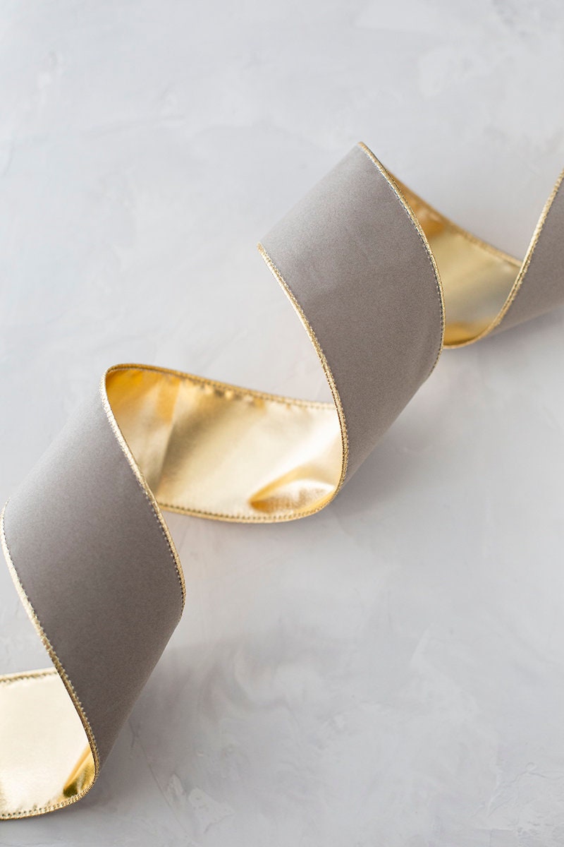 Champagne Ribbon | Taupe Ribbon | Toffee Gold Edge Satin Ribbon - 3/8in. x  50 Yards (pm57520349)