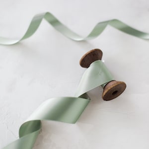 Sage Green Double-Faced Satin Ribbon • 5/8&quot; • 1&quot; • 1.5&quot; • 2&quot;