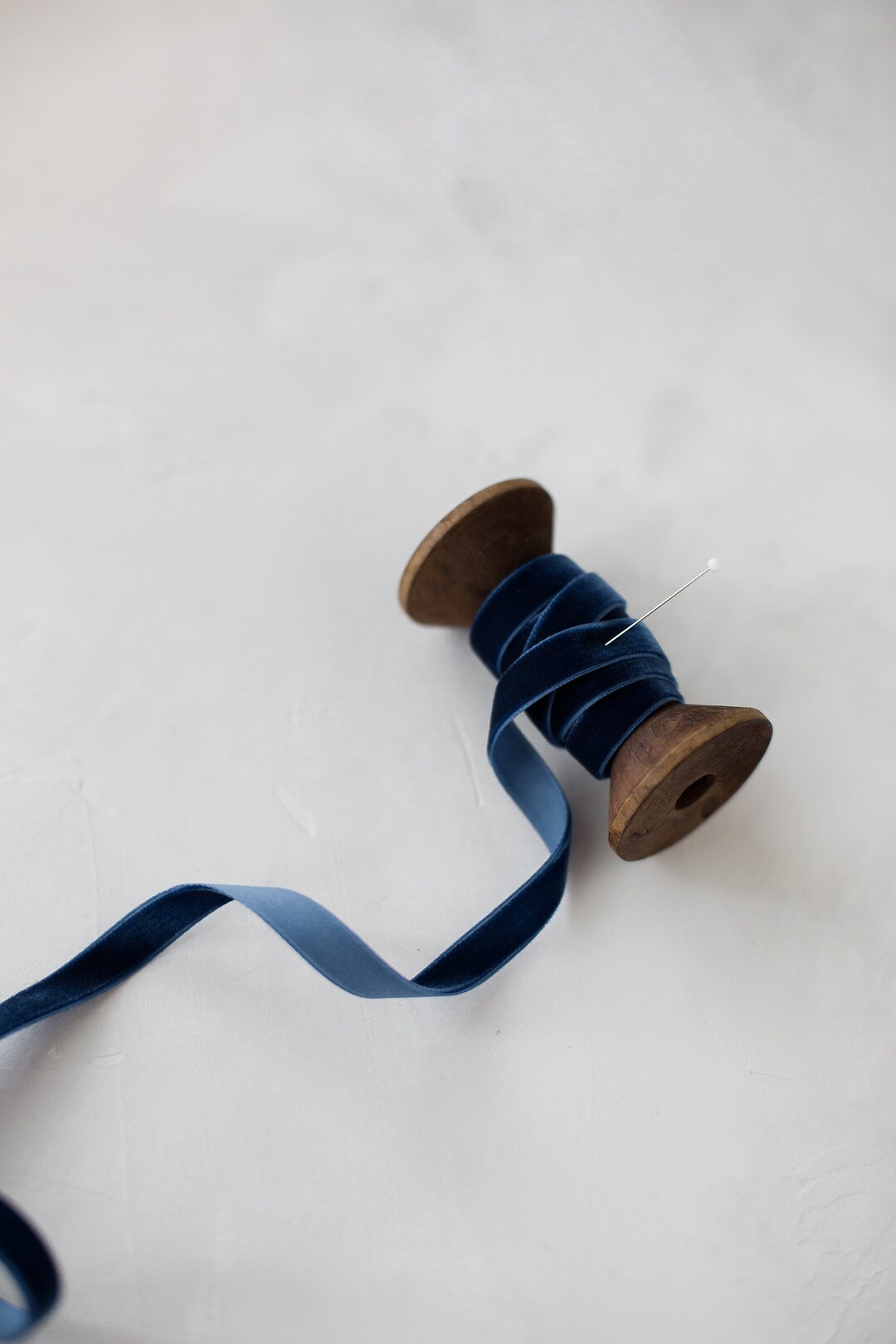 Deep Ribbon Blue Deep Ocean Blue Craft Velvet Ribbon • 3/8