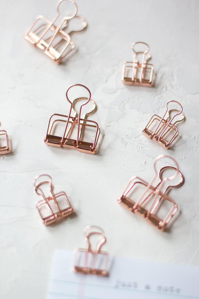 Rose Gold Metal Wire Binder Clips Small 5 Pc / Large 3 Pc - Etsy