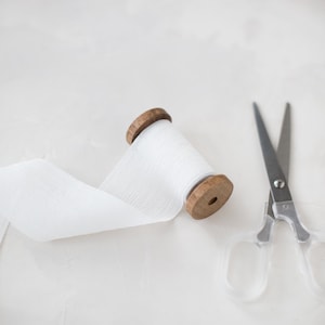 White Cotton-Blend Crinkle Chiffon Ribbon • 2&quot;