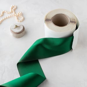 Emerald Green Double-Faced Satin Ribbon • 3&quot; • VINTAGE BTY