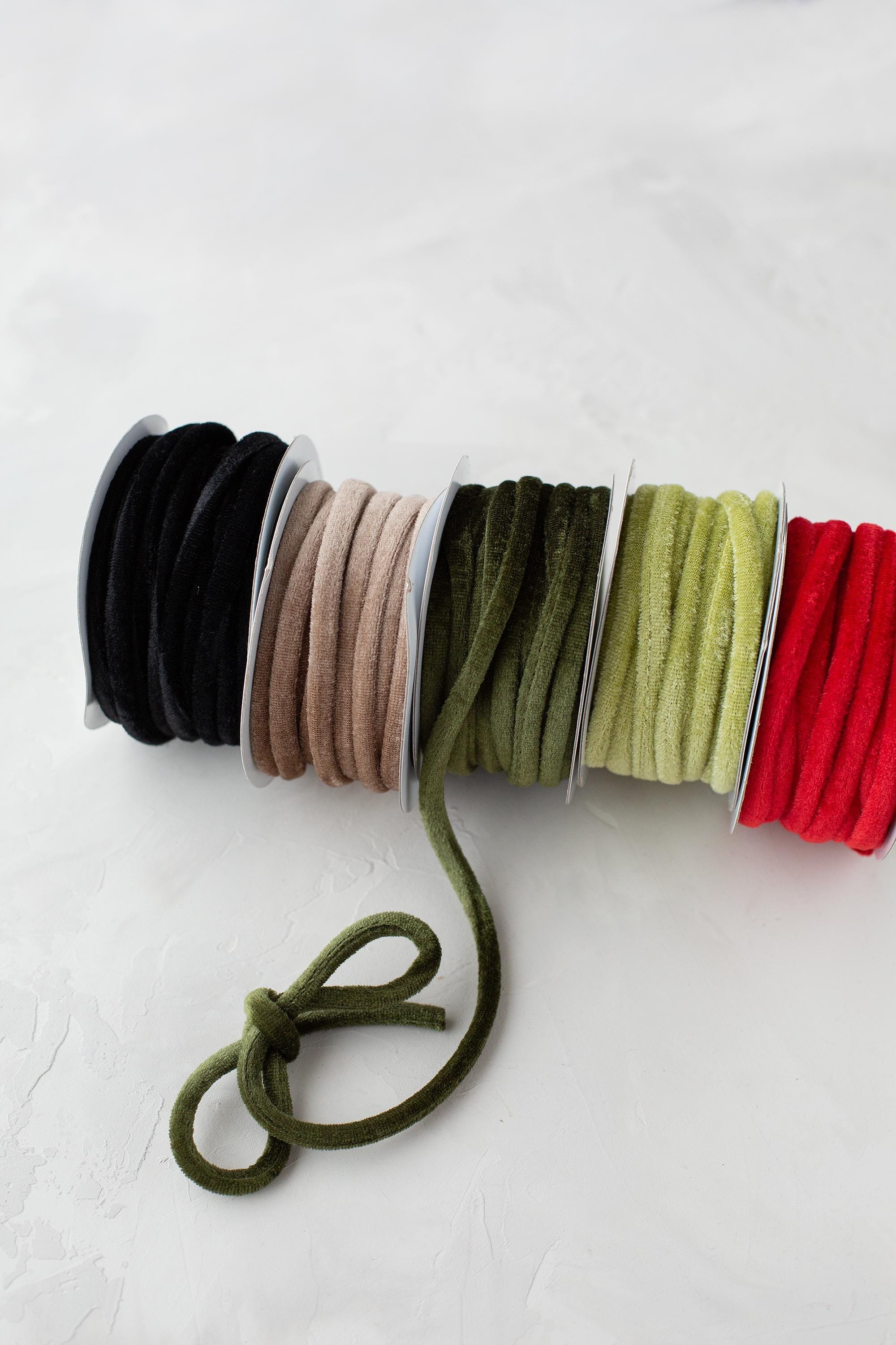 Chunky Velvet Cord Piping Black Beige Taupe Olive Green Sweetpea Red