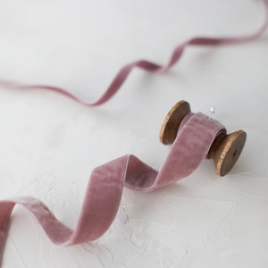 Rose Mauve Double-Faced Swiss Velvet Ribbon • 3/16&quot; • 3/8&quot; • 5/8&quot; • 7/8&quot; • 1.5&quot; •  2&quot;