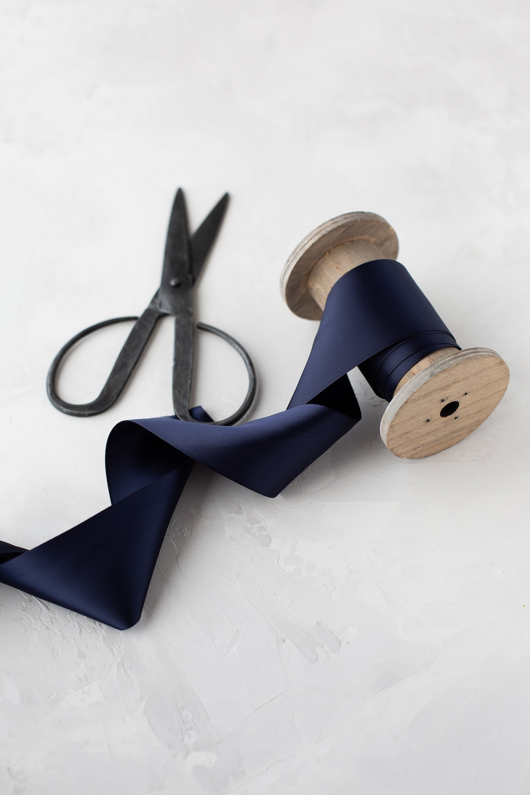 Dark Navy Blue Double-faced Satin Ribbon • 1.5