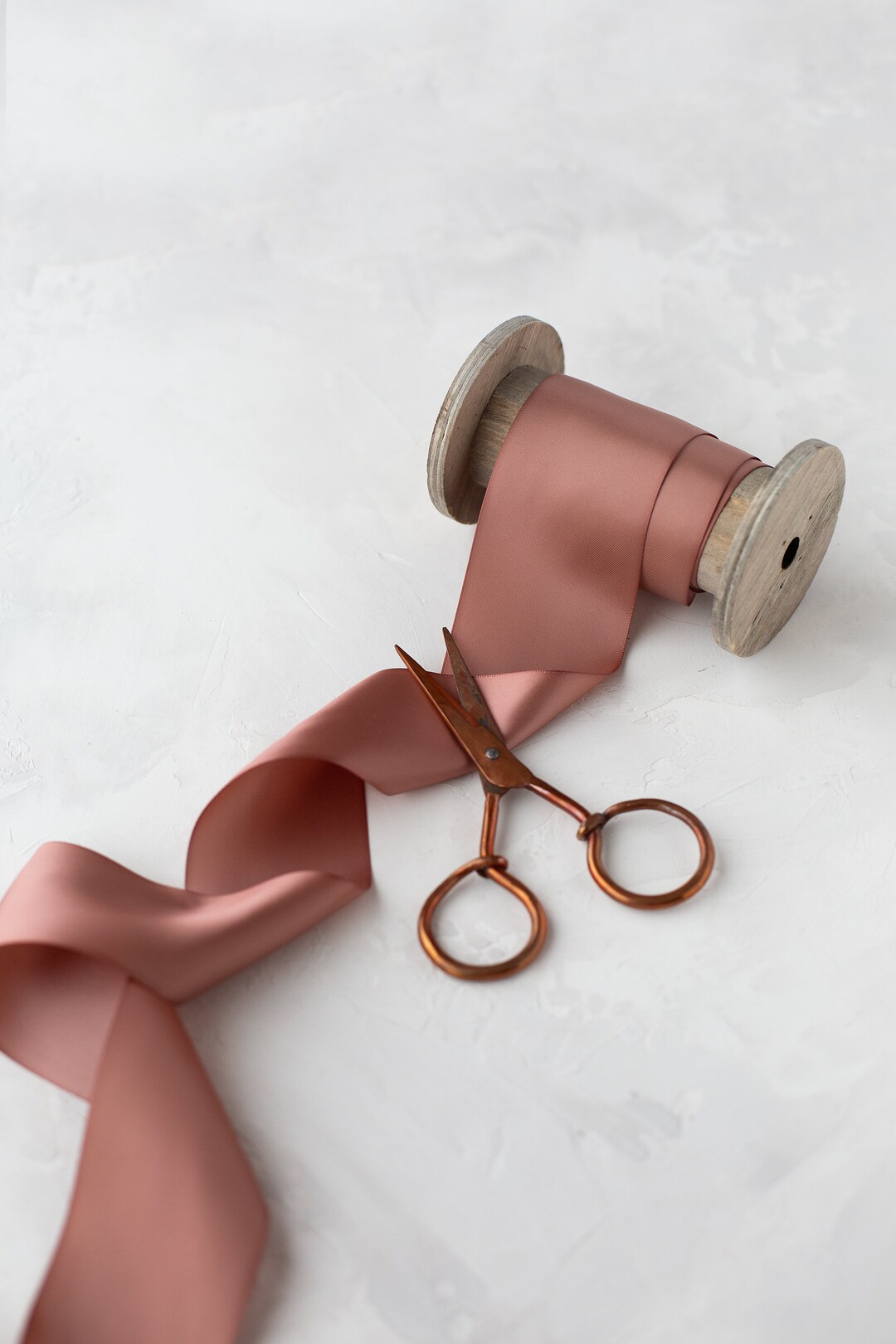 Rose Ribbon Matte Ribbed Brown Rose Double-faced Satin Ribbon • 1.5