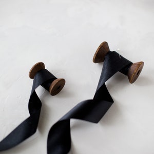 Black Luster Double-Faced Satin Ribbon • 5/8&quot; • 7/8&quot; • 1.5&quot; • 2.5&quot;