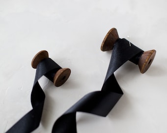 Black Luster Double-Faced Satin Ribbon • 5/8" • 7/8" • 1.5" • 2.5"