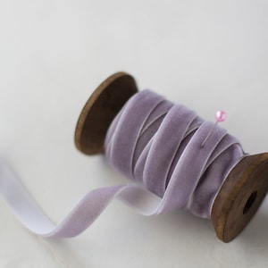 Dusty Lavender Purple Velvet Ribbon 1/4 3/8 5/8 image 2