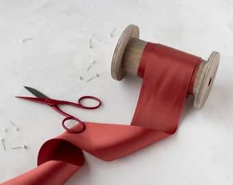 Dusty Red Double-Faced Satin Ribbon • 1.5" • 2.25" • 3" • 4"