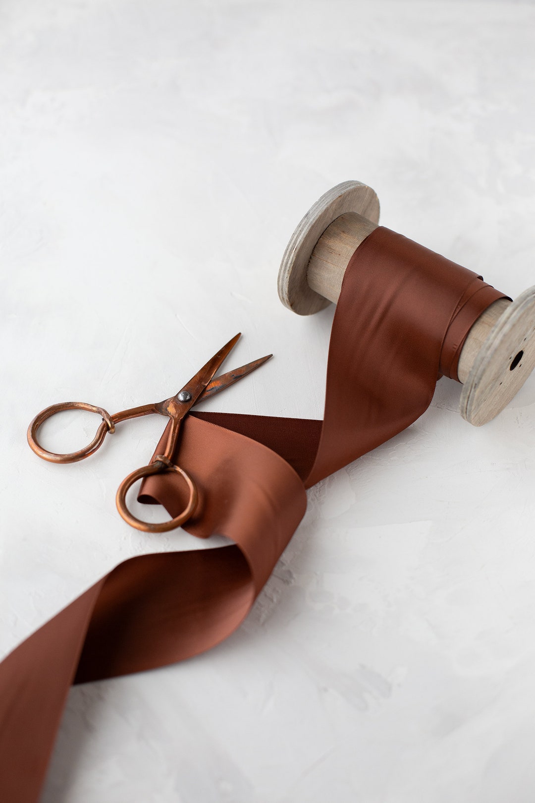 Burnt Gingerbread Brown Double-faced Satin Ribbon • 1.5