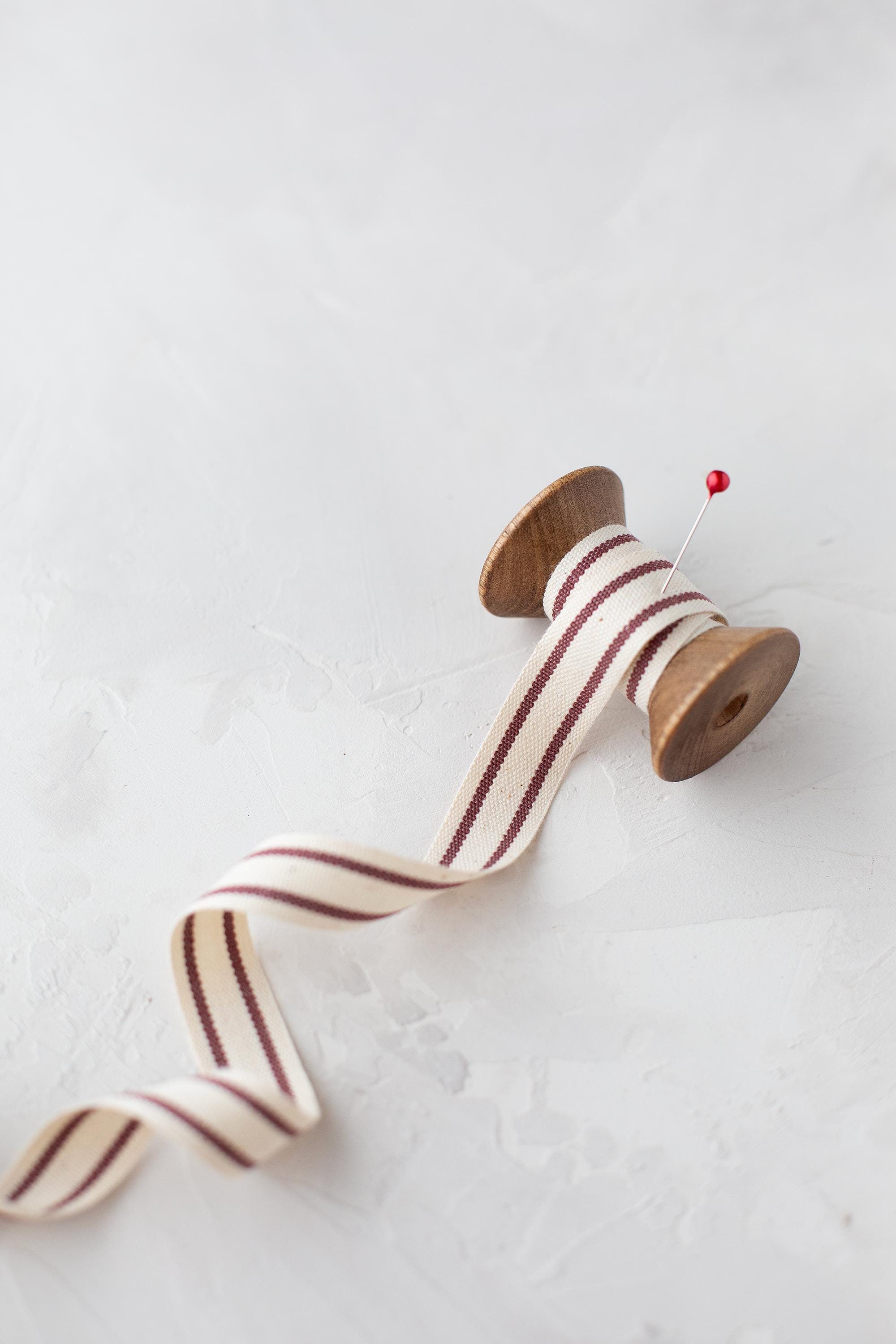 Deep Burgundy Red + Natural Double Stripe Cotton Blend Ribbon • 5/8” - Etsy