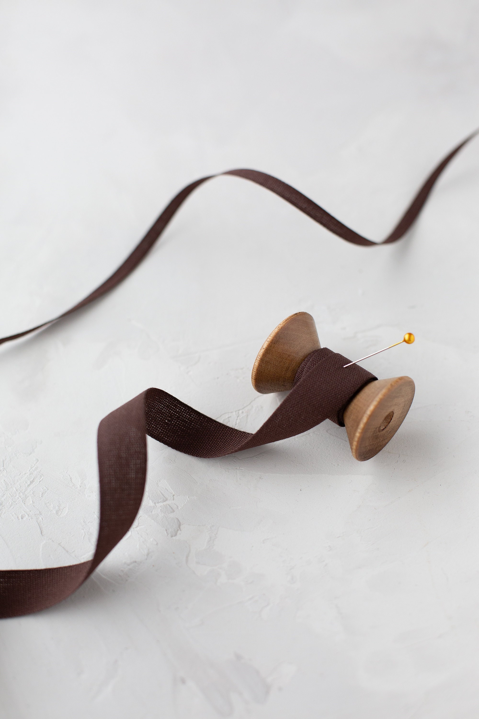 Chocolate Straw String Ribbon Chocolate Brown Tight-weave Cotton Ribbon • 1/4