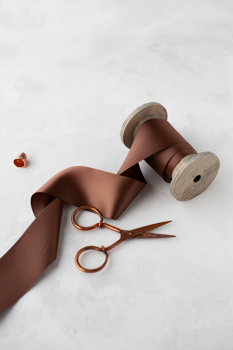 Copper Bronze Double-Faced Satin Ribbon 1.5 2.25 3 4 image 1