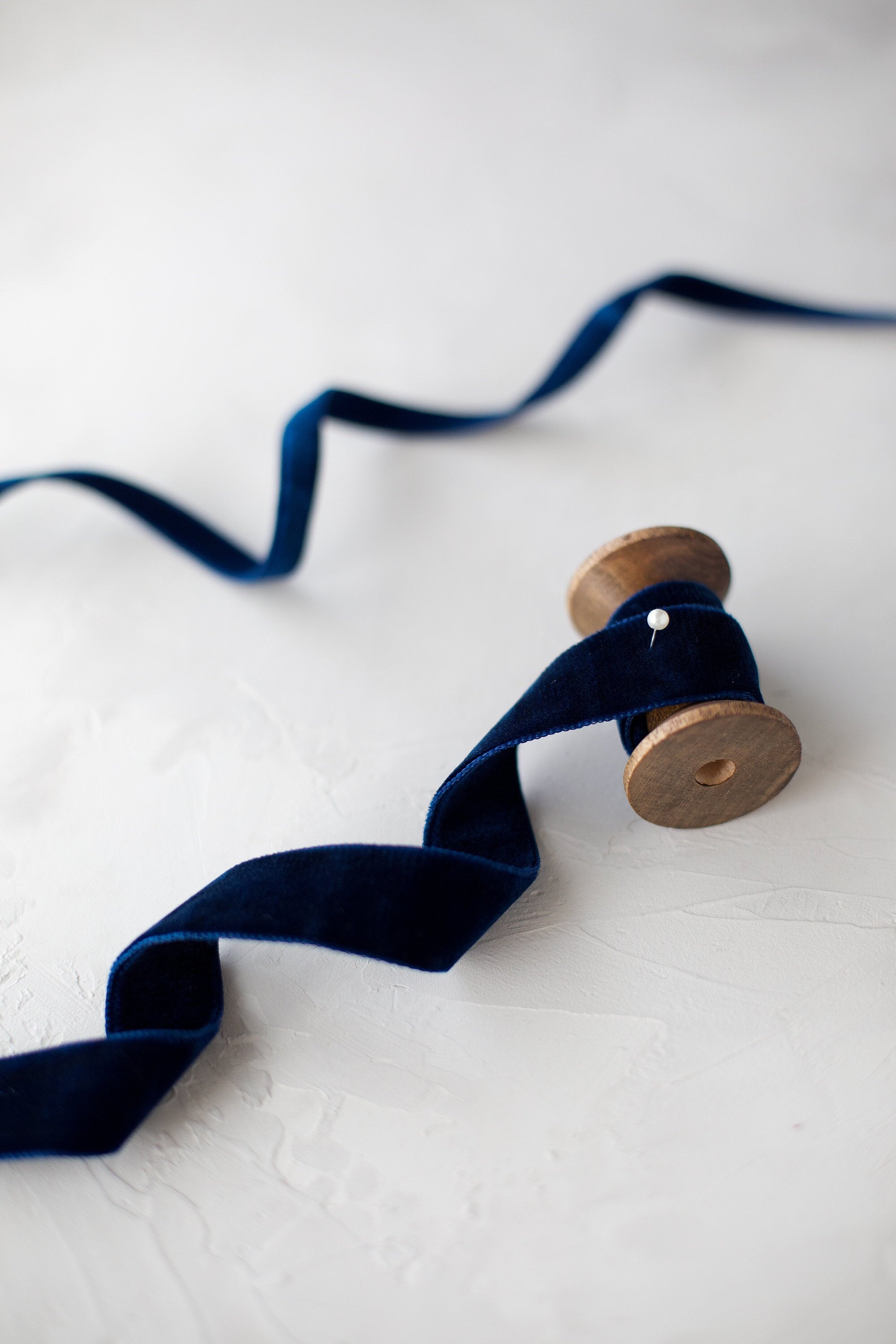 Deep Navy Blue Double-Faced Swiss Velvet Ribbon • 3/16" • 3/8" • 5/8" • 7/8" • 1.5" •  2"