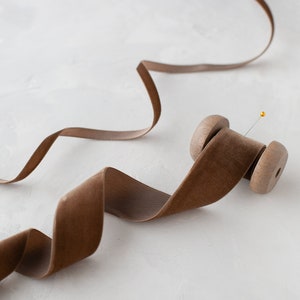 Ruban Velours Suisse Marron Café • 1/8" • 1/4" • 3/8" • 5/8" • 7/8" • 1,5" • 2"