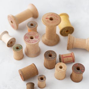 Empty Vintage Wood Thread Spool Set • 5 pc