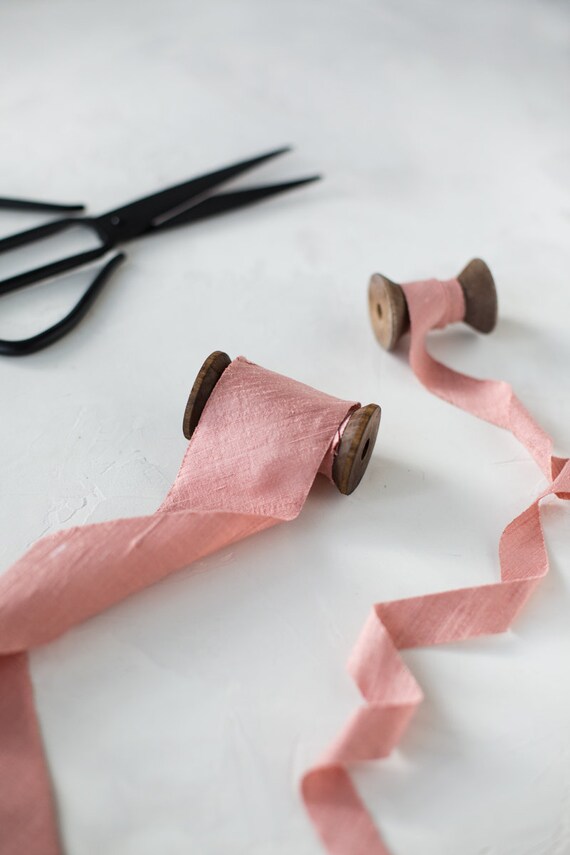 Antique Rose Bias cut Dupioni Silk Ribbon 3 4 2 Etsy