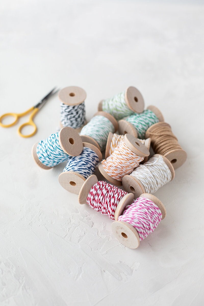 Cotton Twine on a Wooden Spool, 10 Yards
